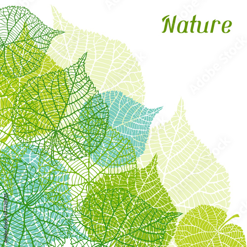 Background of stylized green leaves.