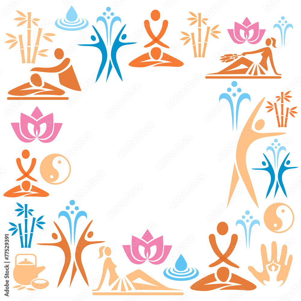 Spa massage decorative colorful frame