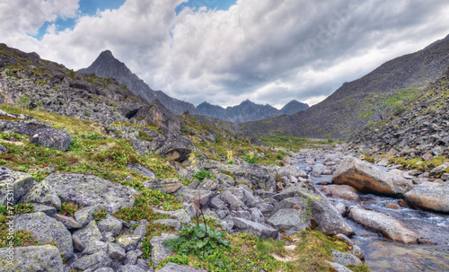 Clastic rocks near the mountain river