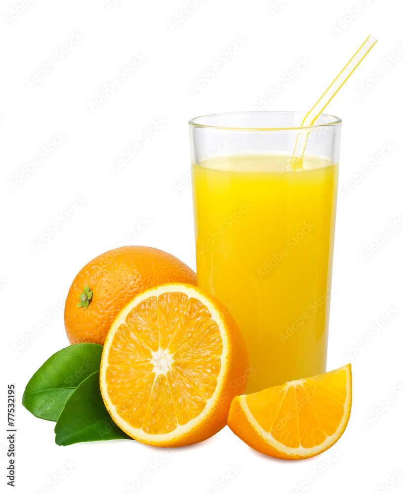 Orange juice and oranges