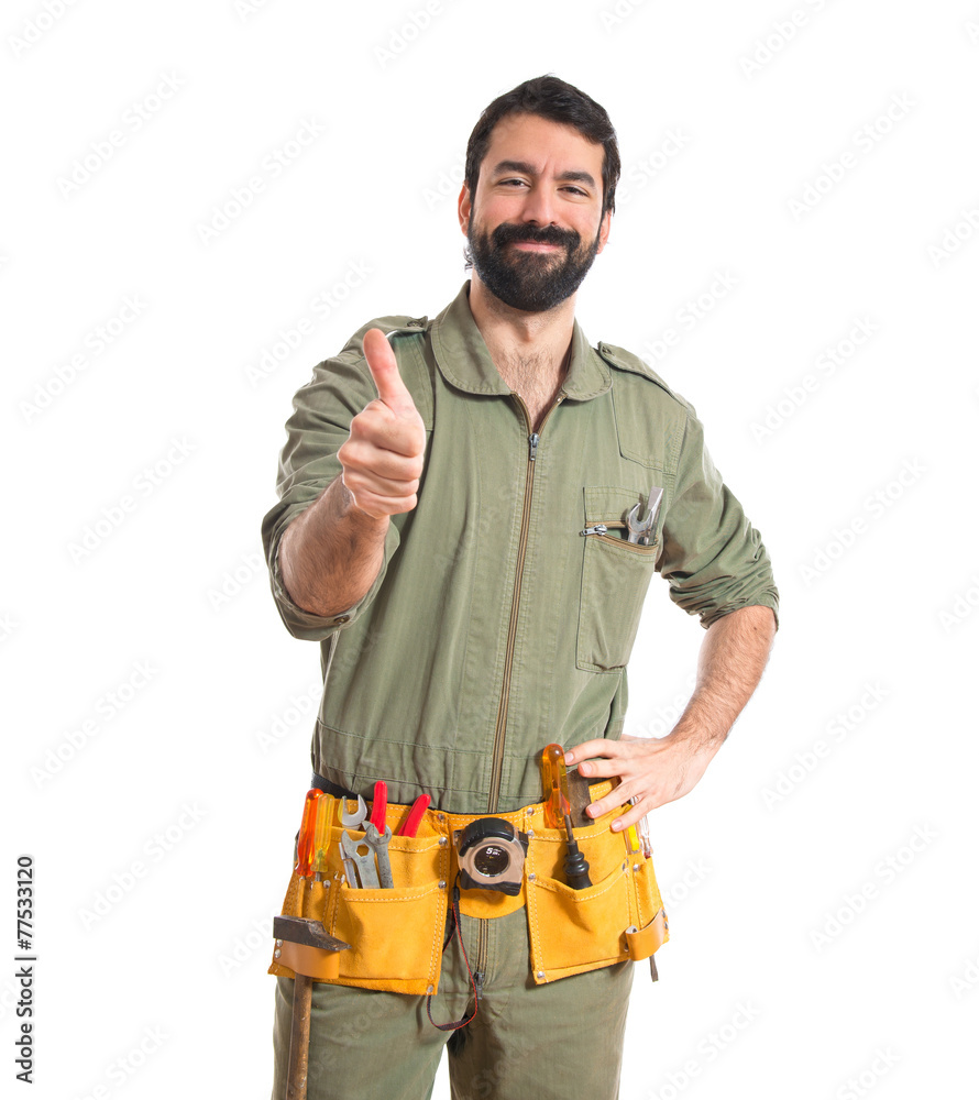 Mechanic with thumb up Mechanic with thumb up