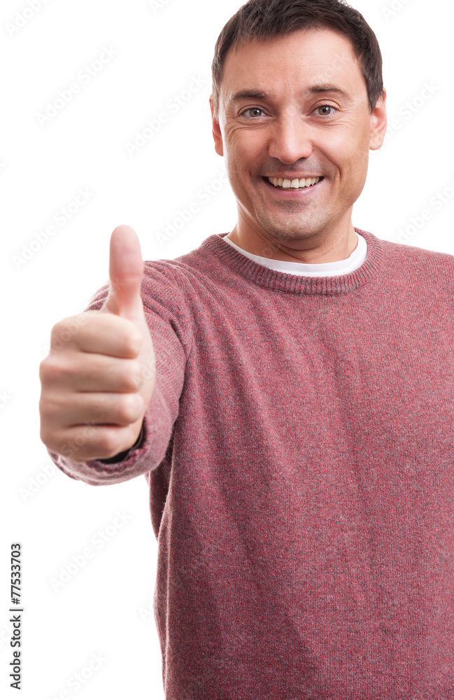 Happy man giving thumbs up sign Happy man giving thumbs up sign