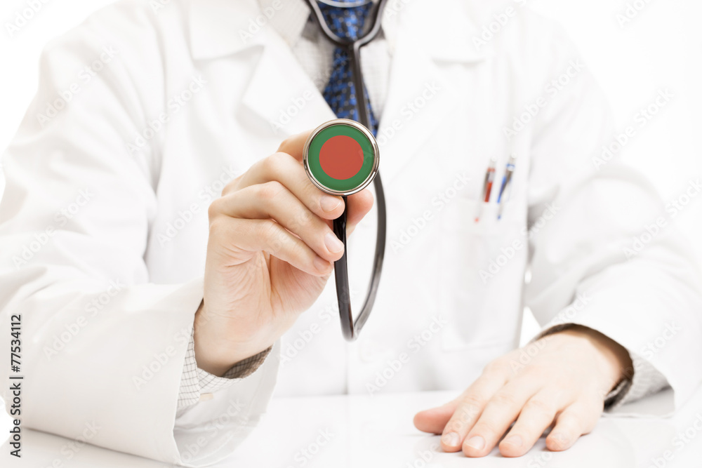 Doctor holding stethoscope with flag series - Bangladesh Doctor holding stethoscope with flag series - Bangladesh