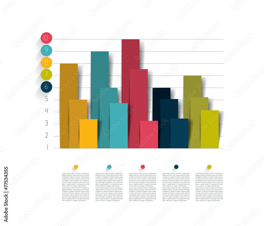 Example of business flat design graph. Infographics chart.
