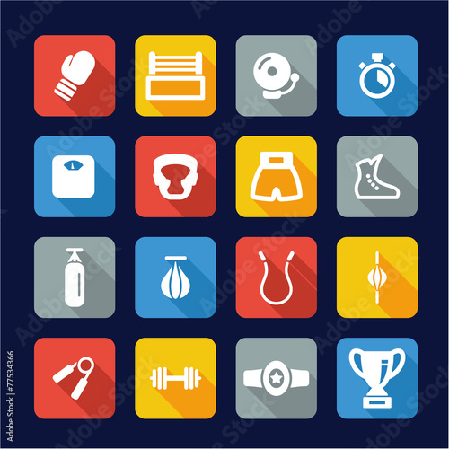 Boxing Icons Flat Design