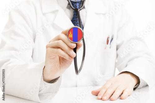 Doctor holding stethoscope with flag series - Mongolia