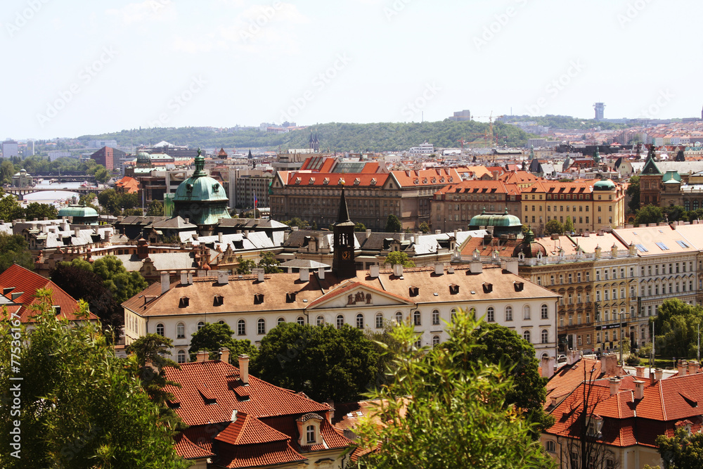 Obraz premium Houses with traditional red roofs in Prague.