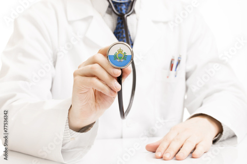 Doctor holding stethoscope with flag series - San Marino