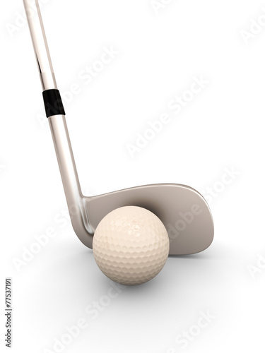 Golf club and golf ball close-up