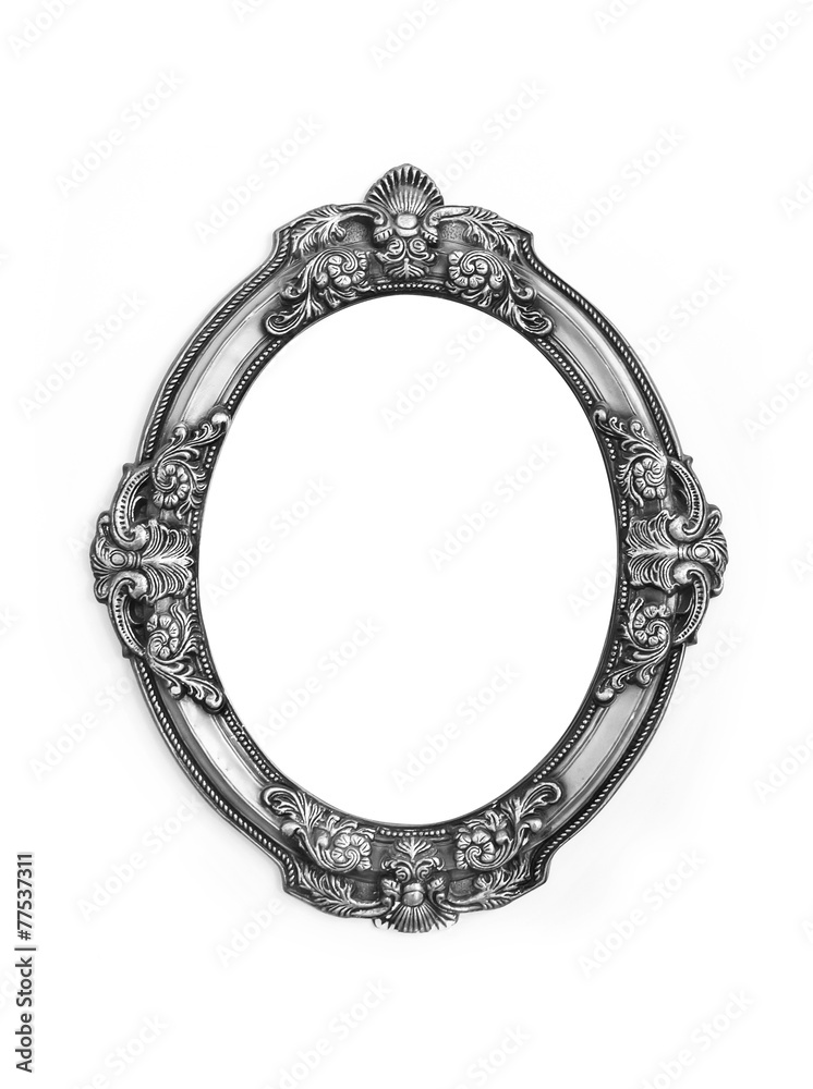 oval metal gray frame isolated on a white background oval metal gray frame isolated on a white background