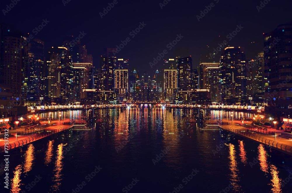 Double exposure of night city view