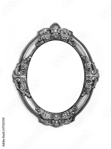 oval metal gray frame isolated on a white background