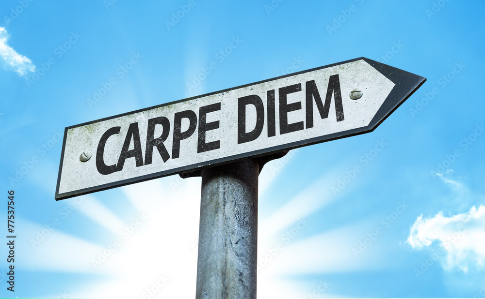 Carpe Diem sign with a beach on background Carpe Diem sign with a beach on background
