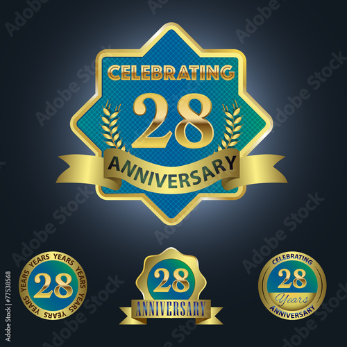 Celebrating 28 Years Anniversary - Blue seal with golden ribbon