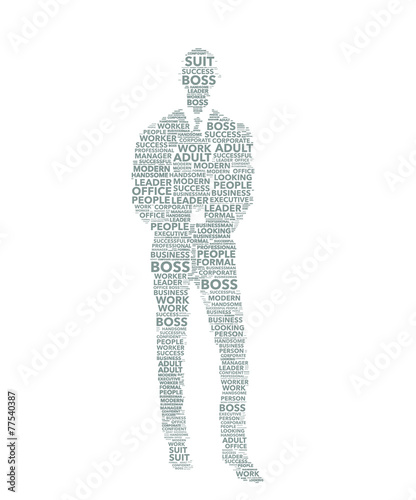 tag cloud vettoriale a forma di uomo d'affari