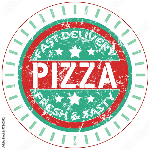 pizza service sign stamp, vector illustration
