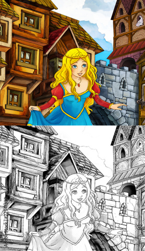 Fairy tale - cartoon coloring page - illustation