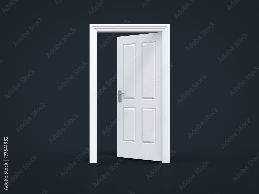 opened door on black background opened door on black background