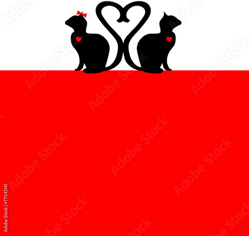 In Love - Red & Black Valentines Cat Poster
