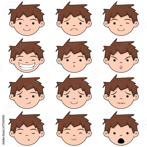 Child face expressions, vector illustration
