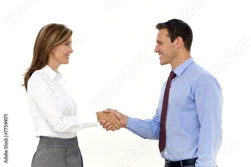 Handshake between woman and businessman © potstock
