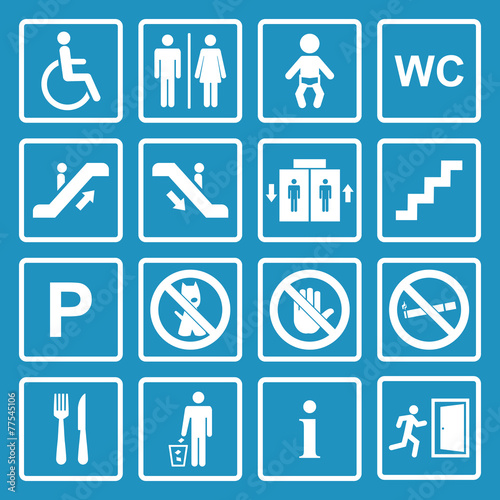 Vector white public icons set