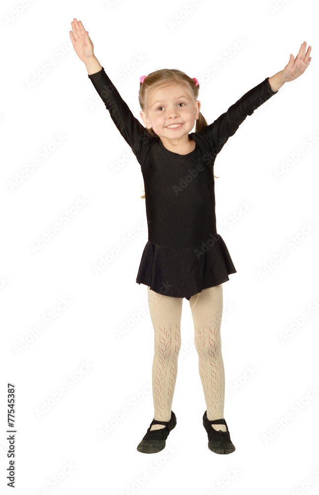 Little Girl dancer isolated on White Background