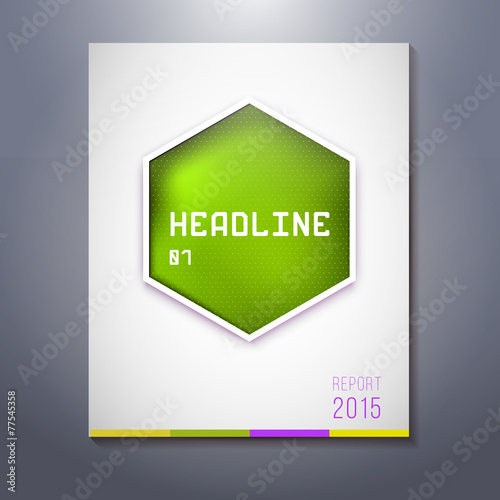 Green geometric label for business headline, presentation