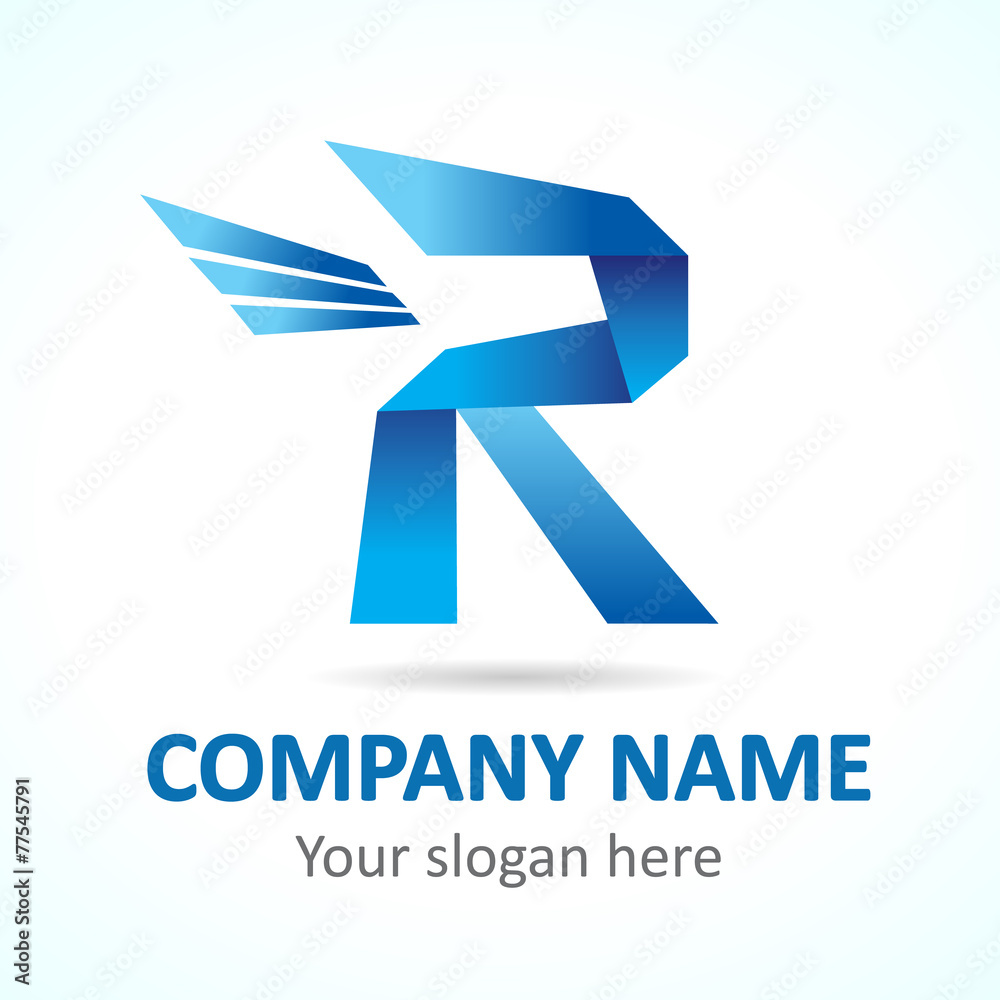 R flying logo template. Vector letter symbol. Paper wings sign icon. Business corporate, financial or media company branding sign. R flying logo template. Vector letter symbol. Paper wings sign icon. Business corporate, financial or media company branding sign.
