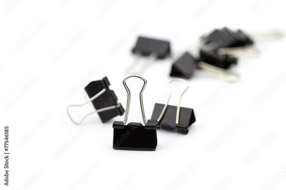 Black paper clips isolated on white background Black paper clips isolated on white background