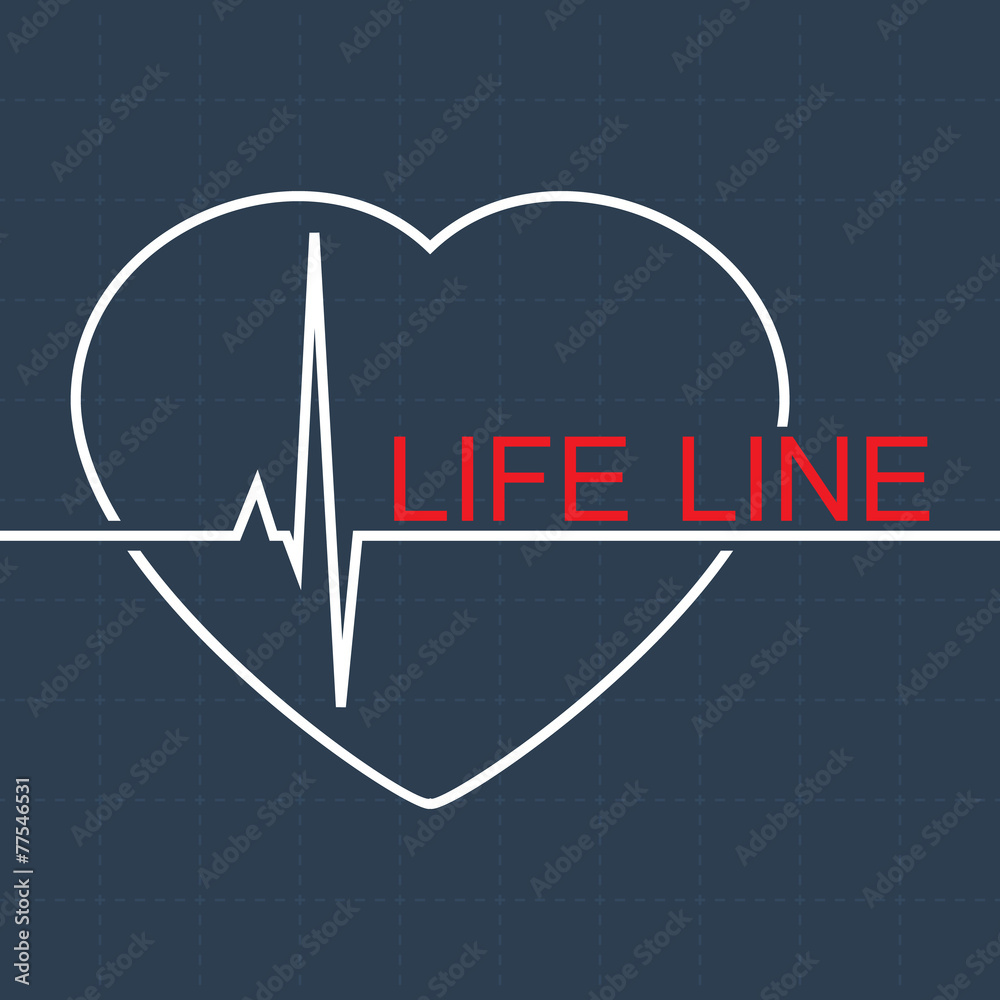 Vector life line and pulse in heart