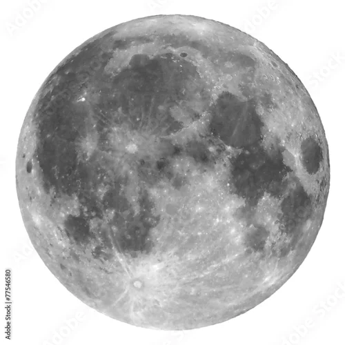 Naklejka na ścianę Pełnia księżyca na białym tle