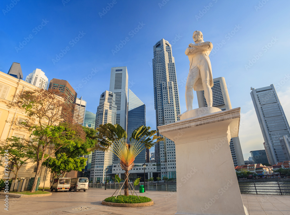 Obraz premium Sir Stamford Raffles statue, Singapore City