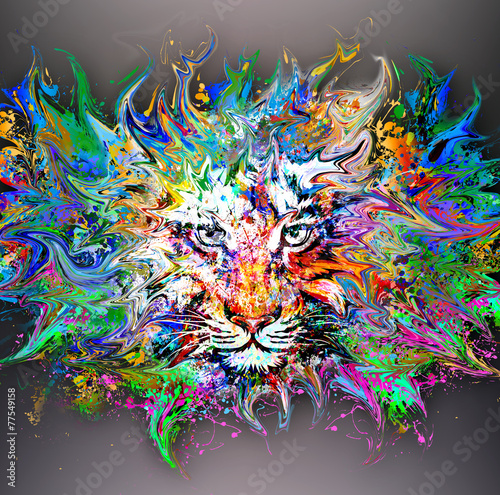 тигр на ярком фоне