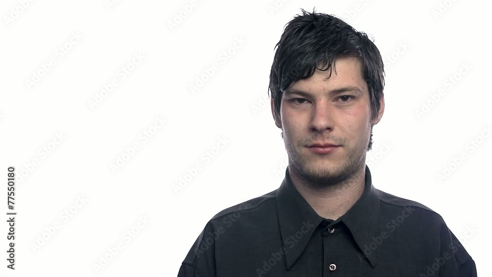 Man plain look at camera on white background
Man plain look at camera on white background