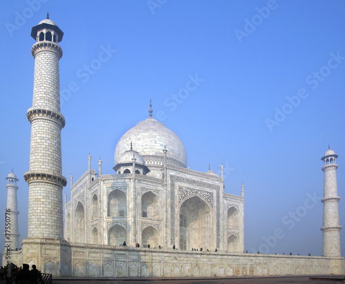 Taj Mahal white Marble mausoleum.