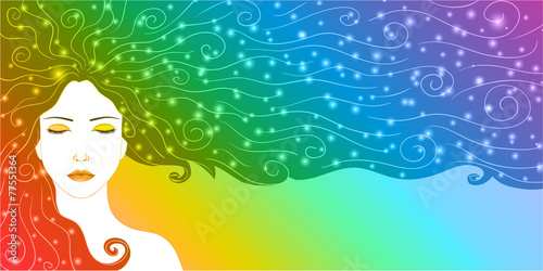 beautiful sweet woman with colored hair