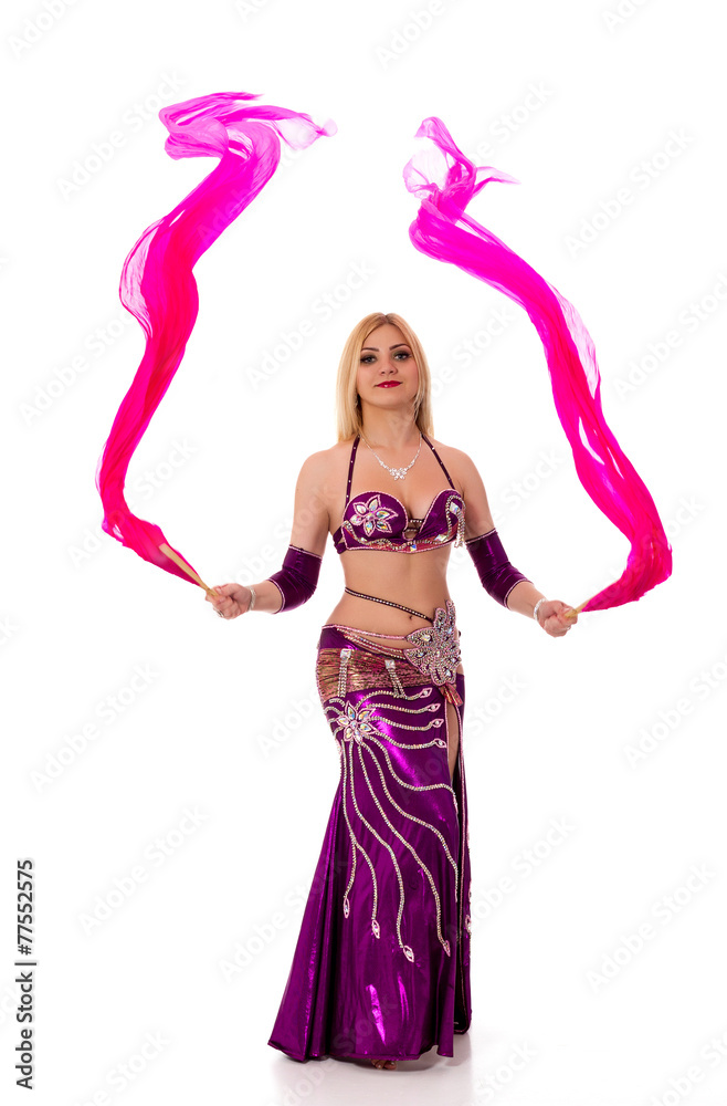 Beautiful bellydancer performing oriental dance