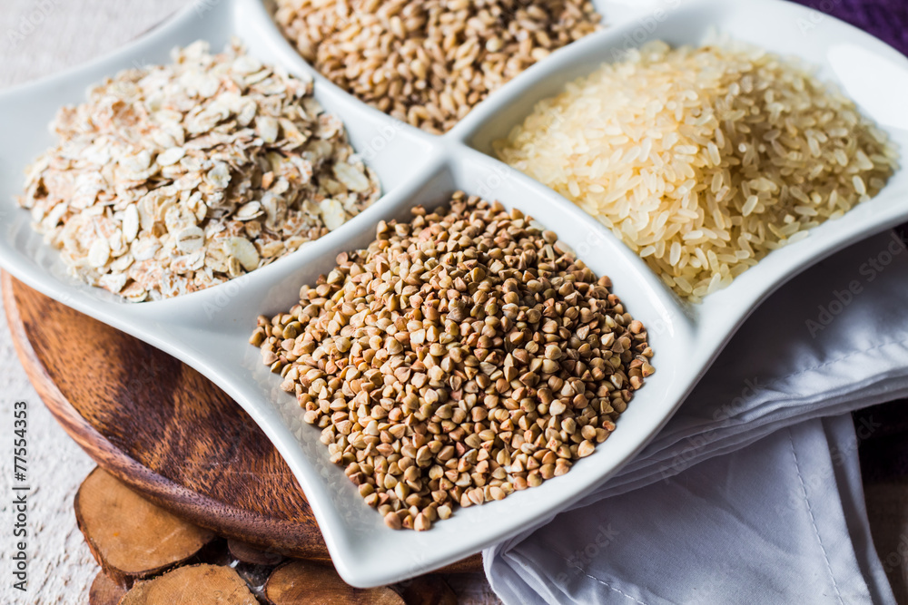 raw cereals,.buckwheat, oats, pearl barley, white rice raw cereals,.buckwheat, oats, pearl barley, white rice