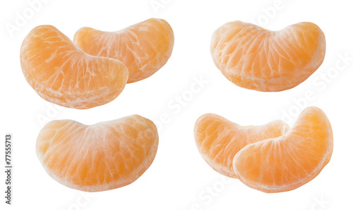 Mandarin slices set isolated on white background