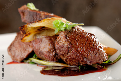 Venison meat steak with vegetable