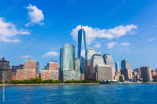 Manhattan skyline New York sunshine US