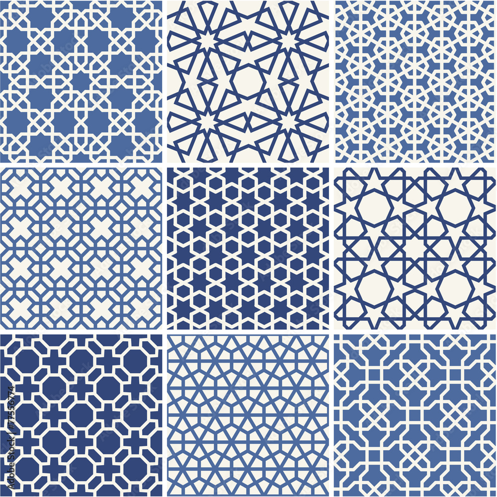 Set of Arabic seamless patterns, vector Set of Arabic seamless patterns, vector