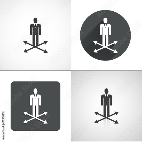 Businessman at the crossroads icons. Set elements for design