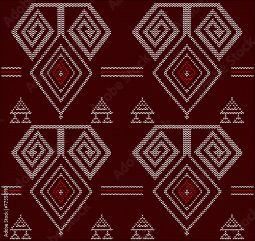 seamy stitched red and white old texture  hand woven