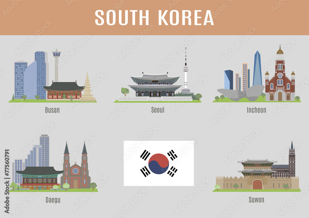 Cities in South Korea Stock Vector Adobe Stock