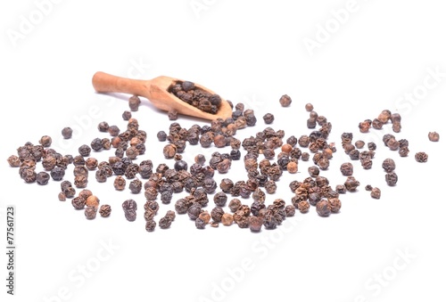 Black peppercorn isolated on white background photo