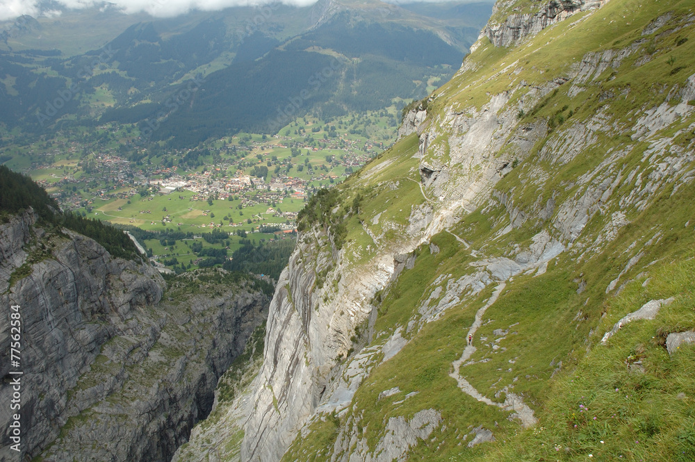 Trail in mountains nearby Grindelwald in Alps in Switzerland Trail in mountains nearby Grindelwald in Alps in Switzerland