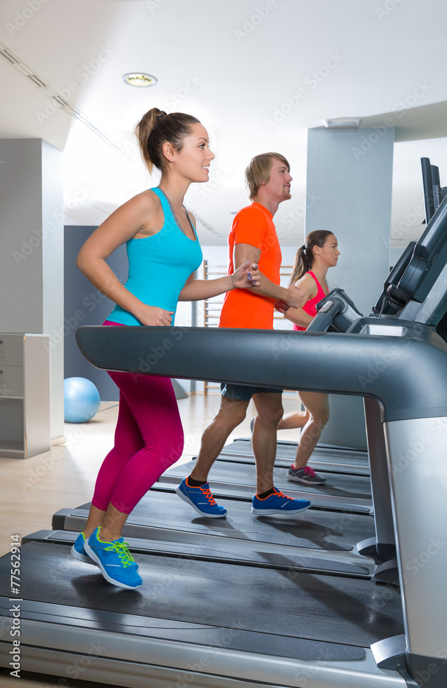 Fototapeta premium Gym treadmill group running indoor