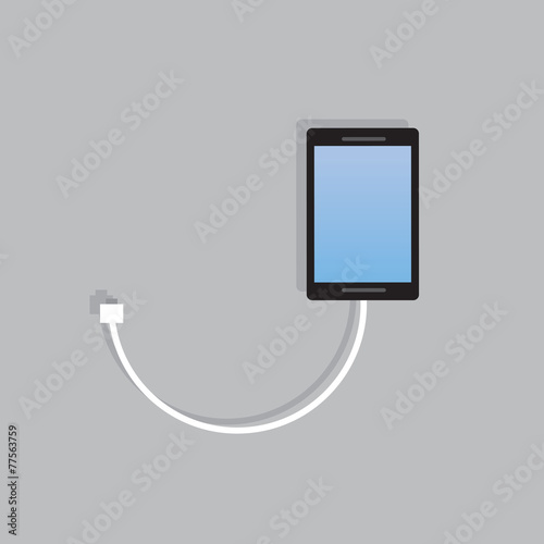 Phone with connected charging cord